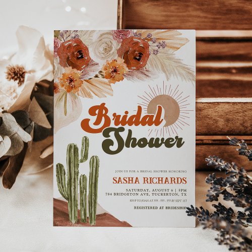 Boho Chic Floral Rustic Desert Bridal Shower Invitation