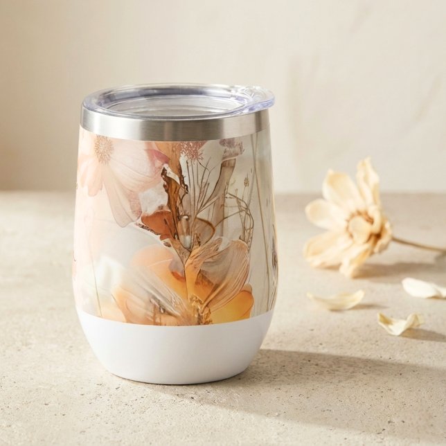 Boho Chic Floral Watercolor Thermal Wine Tumbler (Creator Uploaded)