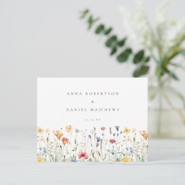 Boho Chic Floral Wedding RSVP Postcard (Standing Front)