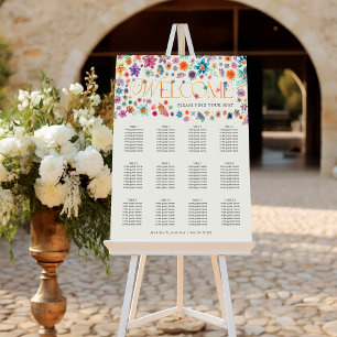 Boho Chic Floral Wildflower Wedding Seating Chart Foam Board