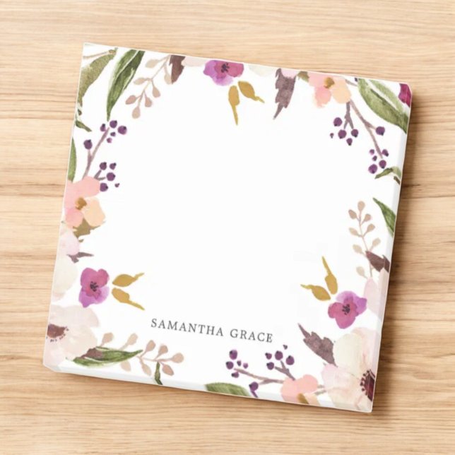 Boho Chic Floral Wreath Personalized Post-it Notes (Creator Uploaded)