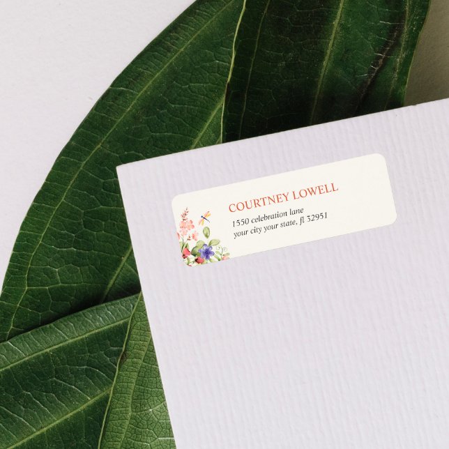 BOHO CHIC FLOWER DRAGONFLY GARDEN LABEL (Creator Uploaded)