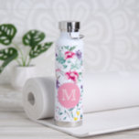 Boho Chic Flowers & Butterflies Monogrammed Water Bottle<br><div class="desc">NewparkLane - Personalized Water Bottle,  with an elegant bohemian chic pattern of beautiful watercolor colorful flowers and butterflies. With a soft pink badge for your monogram,  which is easily adjustable in Zazzle.
Check out this collection for matching items.</div>