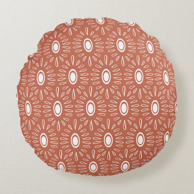Boho Chic Flowers: Modern Seamless Design Round Pillow (Front)