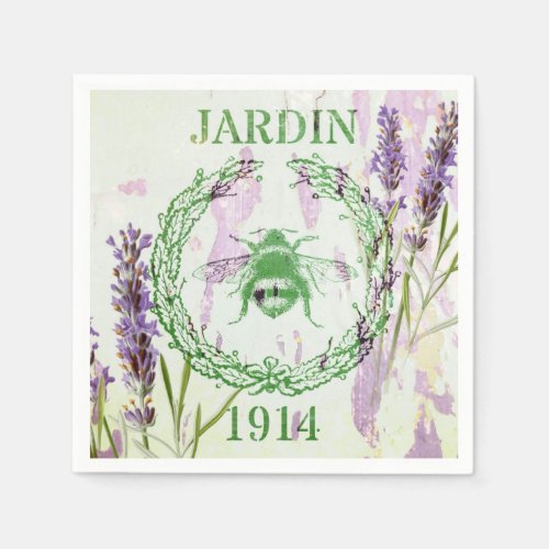 boho chic french country lavender vintage bee paper napkins