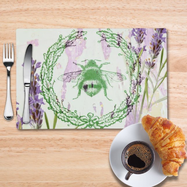 boho chic french country lavender vintage bee placemat (boho chic french country lavender vintage bee placemat)