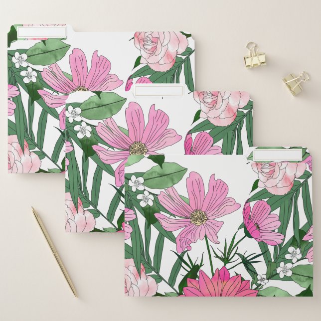Boho chic garden floral design file folder (Set)