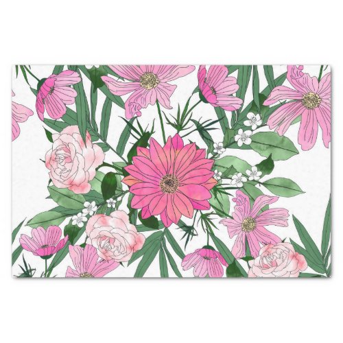 Boho chic garden floral design tissue paper