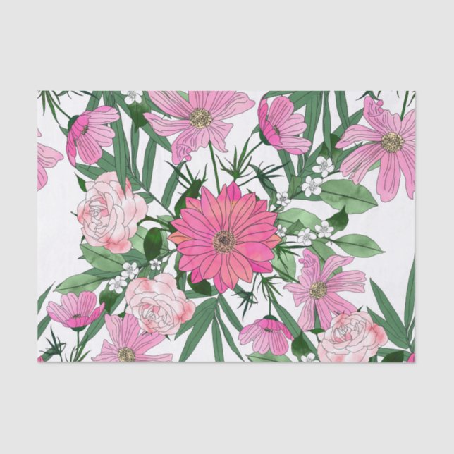 Boho chic garden floral design tissue paper (Front)