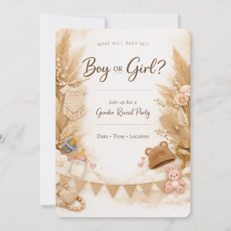 Boho Chic Gender Reveal Invitation