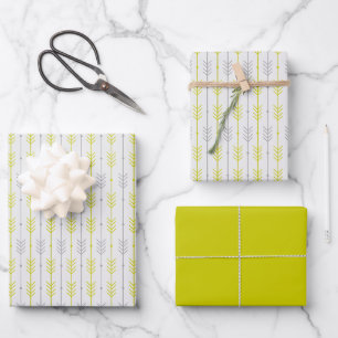 Boho Chic Geometric Lemon Lime Arrow Shapes Wrapping Paper Sheets