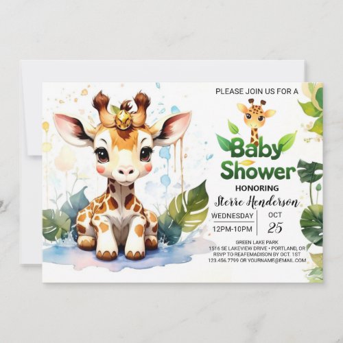 Boho Chic Giraffe Oasis Baby Shower Invitation