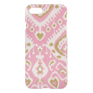 Boho chic girly pink and gold ikat tribal pattern iPhone SE/8/7 case