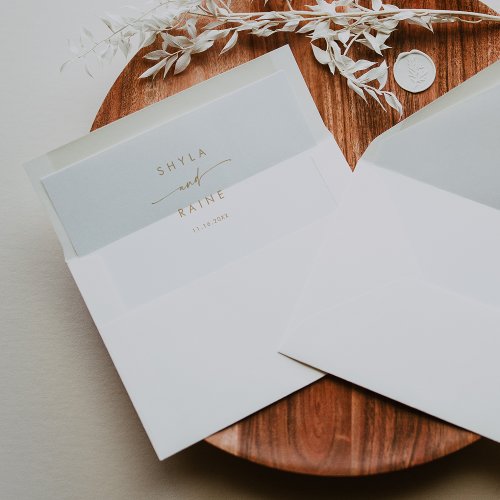Boho Chic Gold and White Couples Name Wedding Envelope Liner