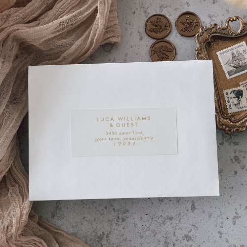 Boho Chic Gold and White Guest Address Labels