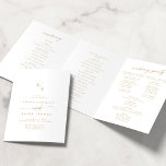 Boho Chic Gold and White Monogram Wedding Tri-Fold Program<br><div class="desc">This boho chic gold and white monogram wedding tri-fold program is perfect for a minimalist wedding. The neutral yellow gold and white modern bohemian design features simple rustic calligraphy with a unique yet classic style. Personalize your wedding program with your initials, names, wedding date and location, your favorite quote or...</div>