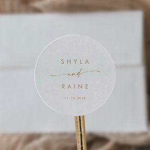 Boho Chic Gold and White Names Envelope Seals