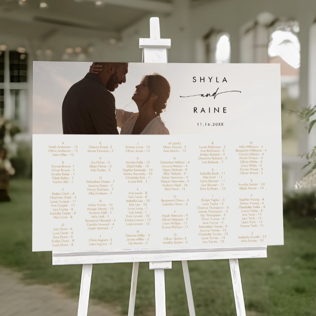 Boho Chic Gold and White Photo Seating Chart Foam Board (Creator Uploaded)