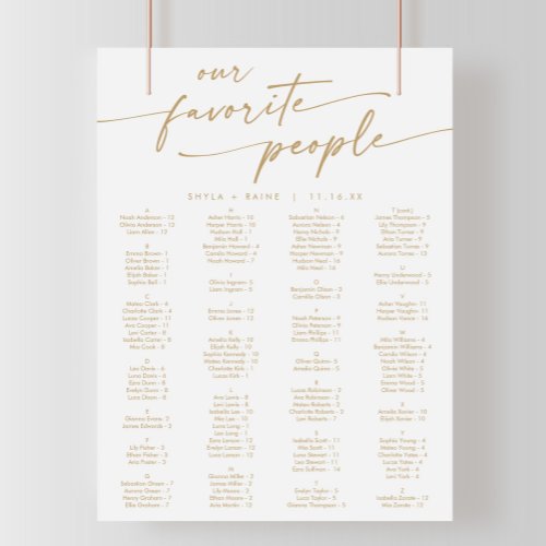 Boho Chic Gold and White Printable Seating Chart