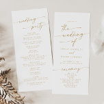 Boho Chic Gold and White Tea Length Wedding Program<br><div class="desc">This boho chic gold and white tea length wedding program is perfect for a minimalist wedding ceremony. The neutral yellow gold and white modern bohemian design features simple rustic calligraphy with a unique yet classic style. Personalize your wedding program with you names, wedding date, location, order of service, wedding party...</div>