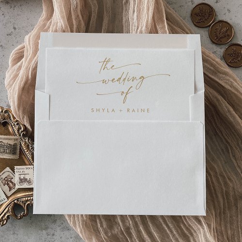 Boho Chic Gold and White Wedding Envelope Liner