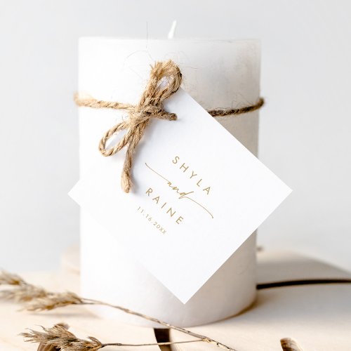 Boho Chic Gold and White Wedding Favor Tags