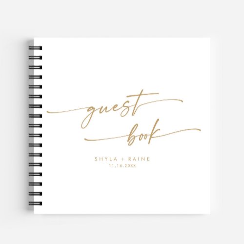 Boho Chic Gold and White Wedding Guest Book