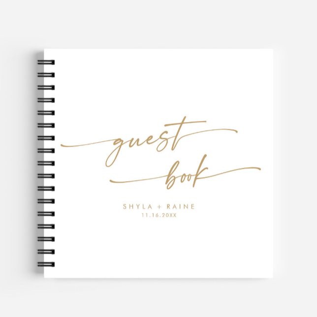 Boho Chic Gold and White Wedding Guest Book (Creator Uploaded)