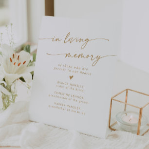 Boho Chic Gold and White Wedding In Loving Memory Pedestal Sign