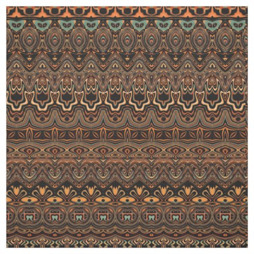 Boho Chic Gold Brown Pattern Fabric