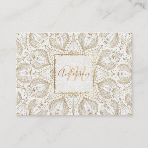 Boho Chic gold mandala design Business Card