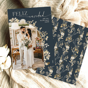 Boho Chic Gold Photo Feliz Navidad Cards