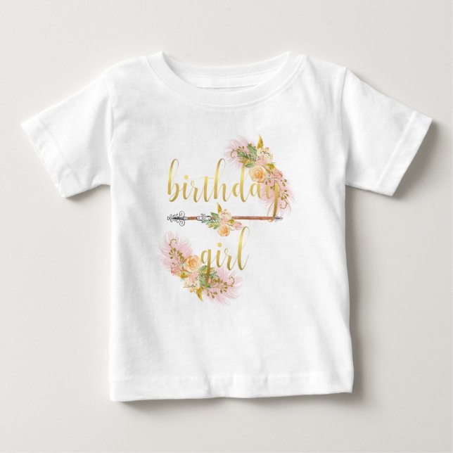 Boho Chic Golden Birthday Girl White Shirt (Front)