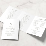 Boho Chic Green and White Monogram Wedding Tri-Fold Program<br><div class="desc">This boho chic green and white monogram wedding tri-fold program is perfect for a minimalist wedding. The neutral olive sage green and white modern bohemian design features simple rustic calligraphy with a unique yet classic style. Personalize your wedding program with your initials, names, wedding date and location, your favorite quote...</div>