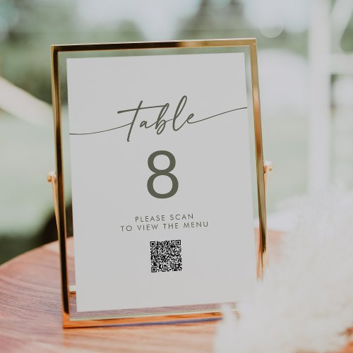 Boho Chic Green and White QR Code Table Numbers