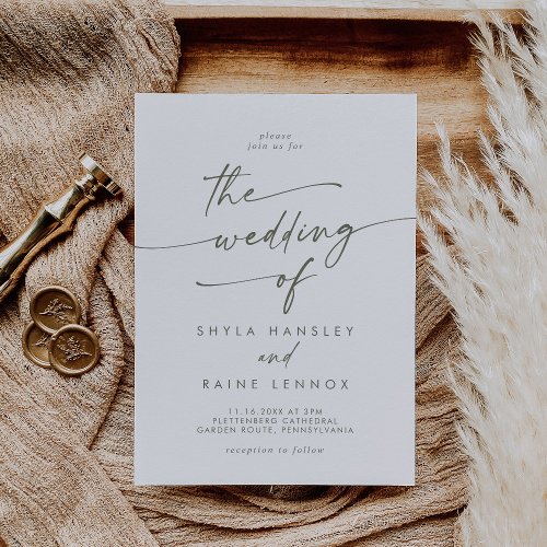 Boho Chic Green and White The Wedding Of Invitation