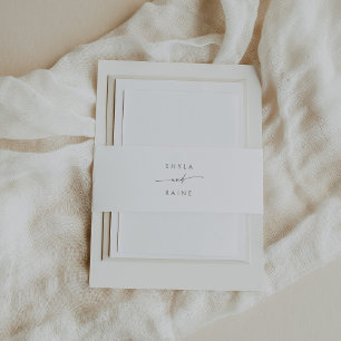 Boho Chic Green and White Wedding Invitation Belly Band