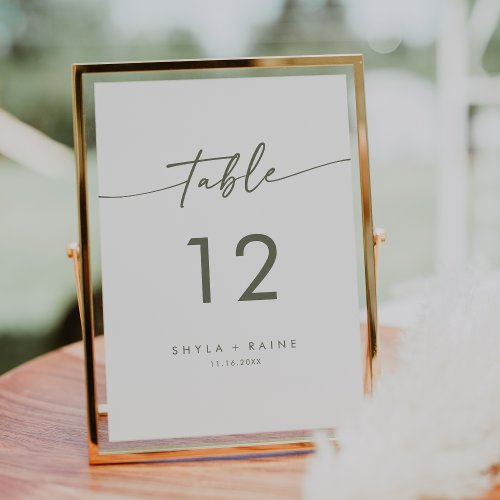 Boho Chic Green and White Wedding Table Numbers