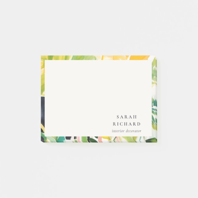 Boho Chic Green Tropical Leafy Foliage Botanical Post-it Notes (Front)