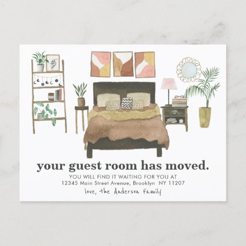 Boho Chic Guest Room Moved New Home Address Moving Announcement Postcard