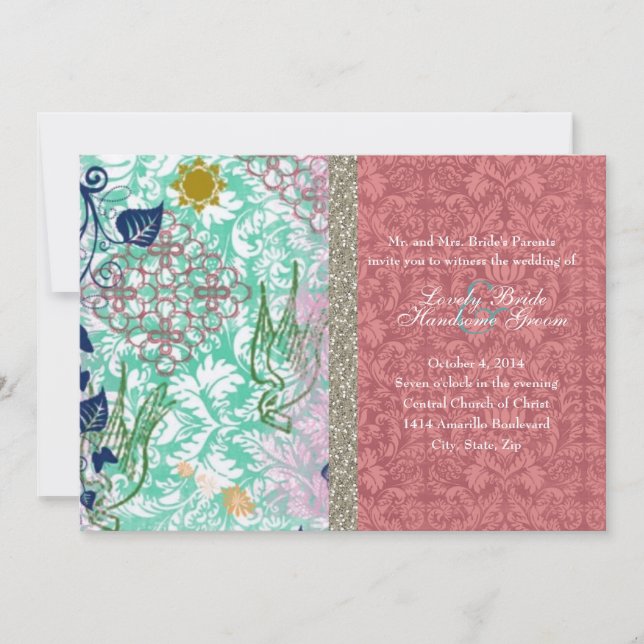 Boho Chic Gypsy Ragbag Wedding Invitations (Front)