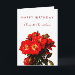 Boho Chic Happy Birthday Red Roses Bouquet Aunt Card<br><div class="desc">This customizable boho chic Happy Birthday aunt folded greeting card design features a restored vintage romantic circa 1895 watercolor painting of a "Ragged Robin" wild red roses bouquet by French painter Paul de Longpre, 1855-1911. We have added a white background. You can easily change the background color, text spelling; font...</div>
