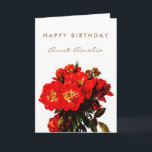 Boho Chic Happy Birthday Red Roses Bouquet Aunt Card<br><div class="desc">This customizable boho chic Happy Birthday aunt folded greeting card design features a restored vintage romantic circa 1895 watercolor painting of a "Ragged Robin" wild red roses bouquet by French painter Paul de Longpre, 1855-1911. We have added a white background. You can easily change the background color, text spelling; font...</div>