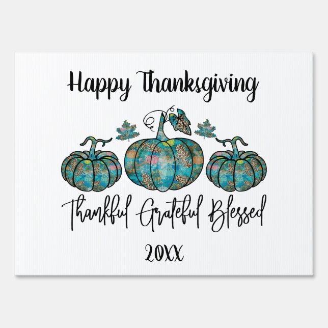 Boho Chic Happy Thanksgiving Sign (Front)