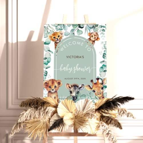 Boho Chic Jungle Animals Baby Shower Welcome Sign