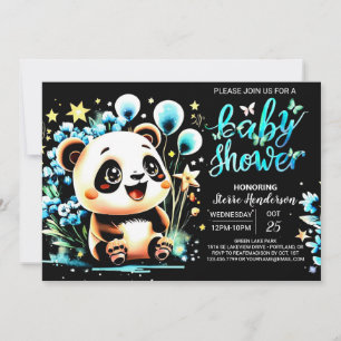 Boho Chic Jungle Panda Haven Boy Baby Shower Invitation
