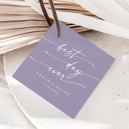 Boho Chic Lavender Purple Best Day Ever Wedding Favor Tags