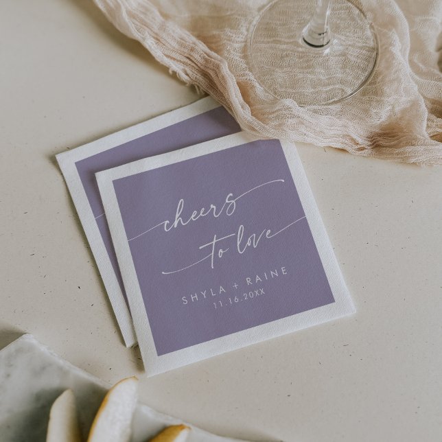 Boho Chic Lavender Purple Cheers to Love Wedding Napkins (Creator Uploaded)