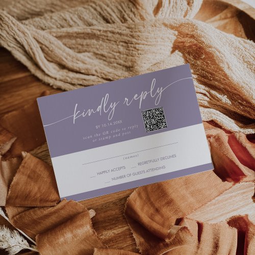 Boho Chic Lavender Purple Mail In and QR Code RSVP Card