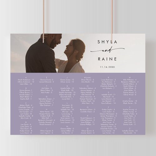 Boho Chic Lavender Purple Picture Seating Chart